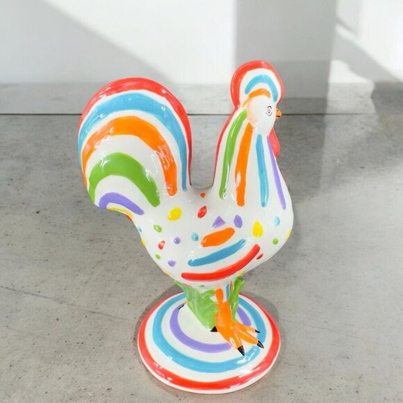 Poultry In Motion Rooster Ceramic Figurine 2010 Speckled Spectrum Multicolor - Picture 2 of 13